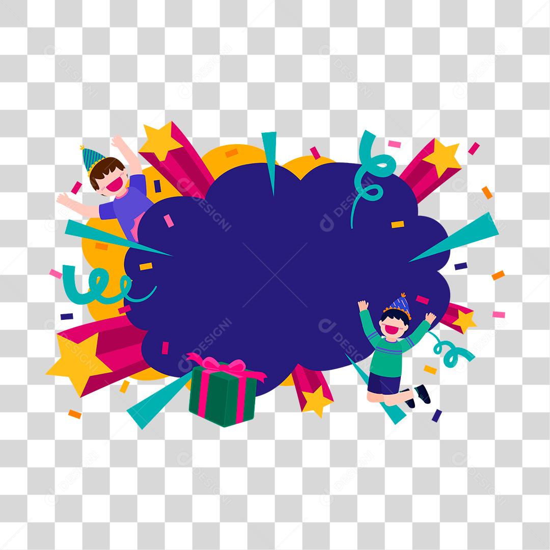 Desenho de pessoa recebendo presentes aniversario festa