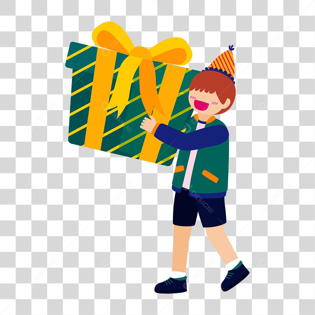 Desenho de menino segurando balões