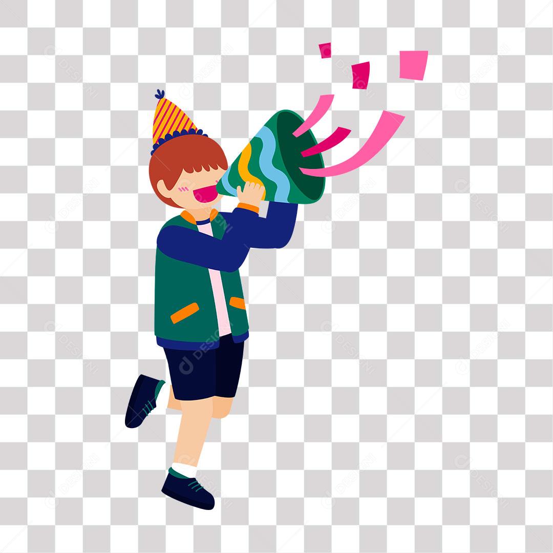 desenho de menino brincando em festa de aniversario