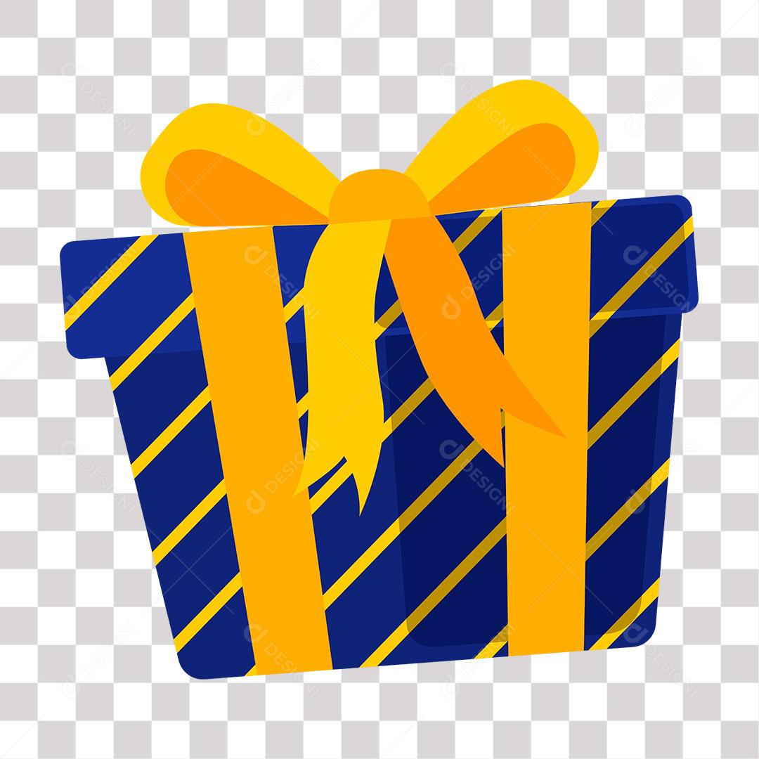 desenho de caixa de presente listrada com laço