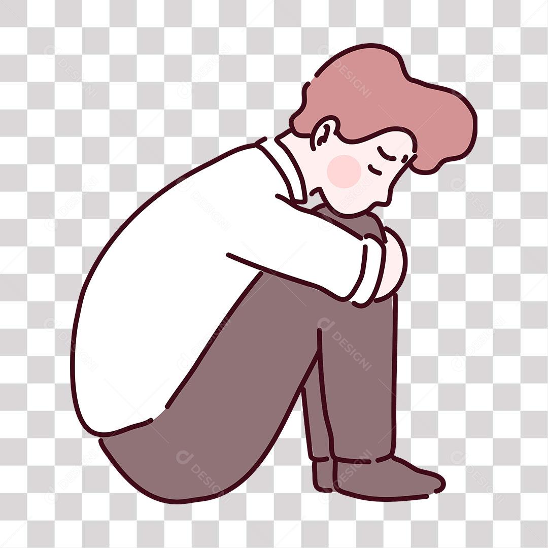 desenho de homem encolhido de performance triste