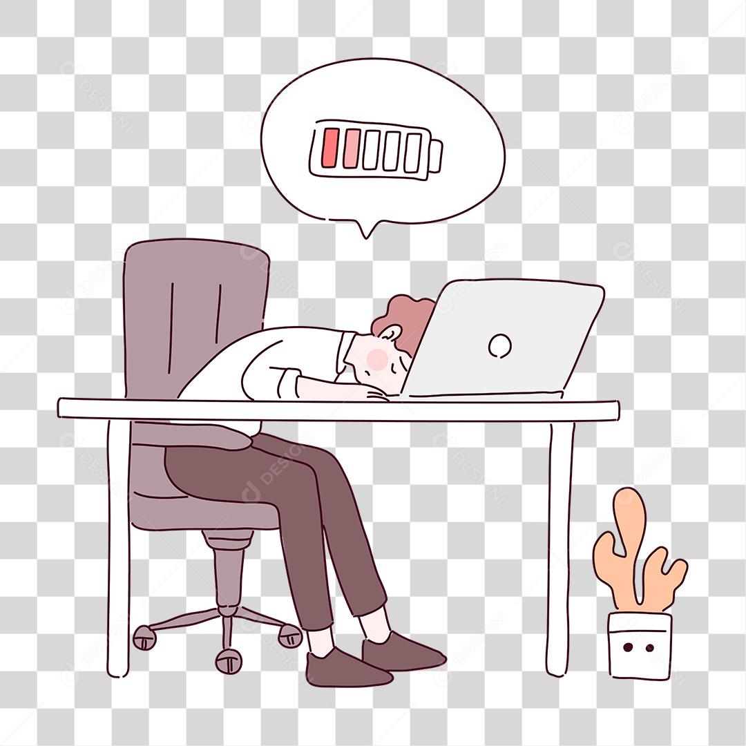 Desenho de homem dormindo Conceito esgotou as energia