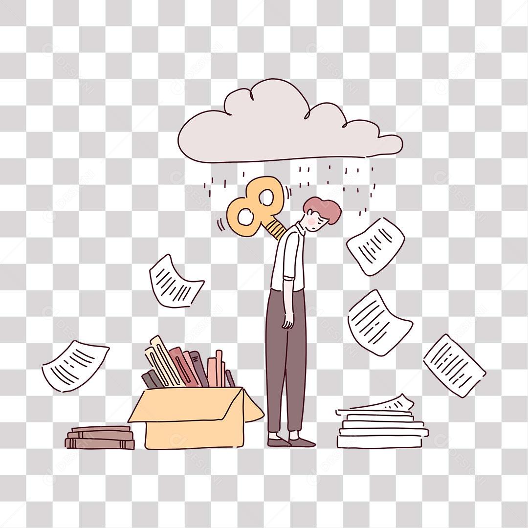 desenho de homem cansado do trabalho exausto