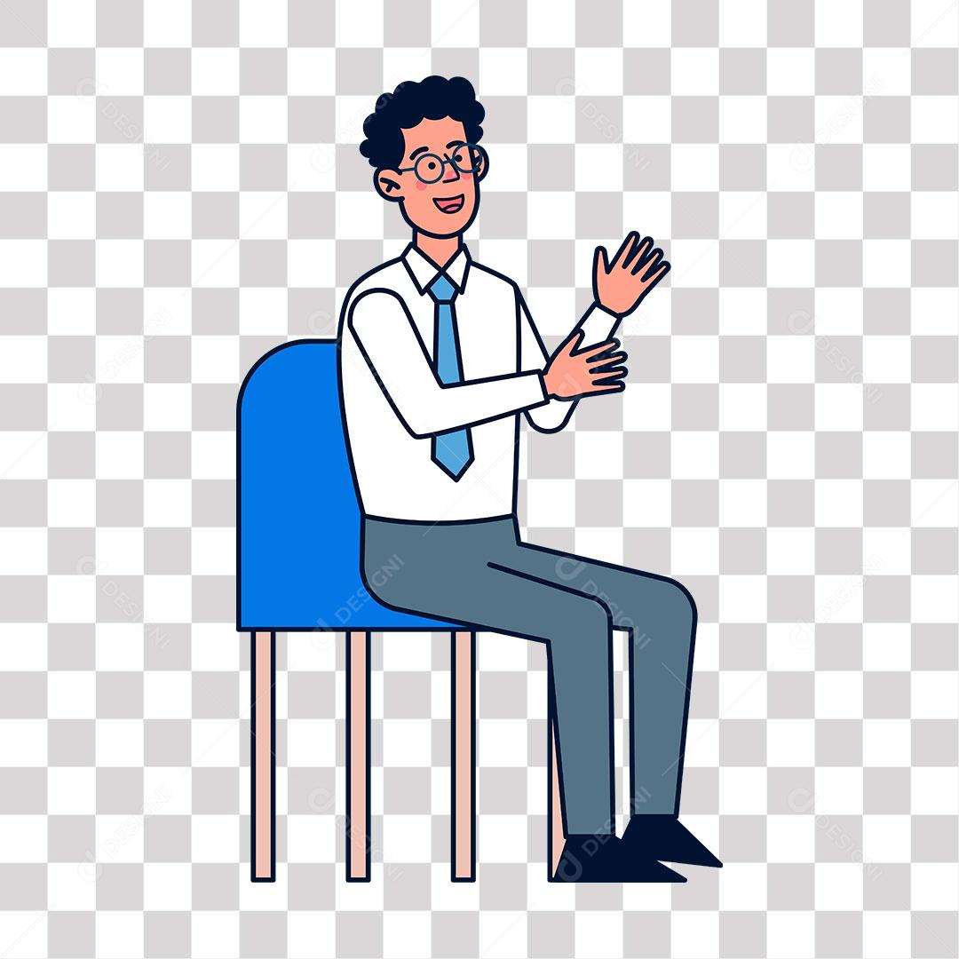 desenho de homem conversando e fazendo sinal com a mão