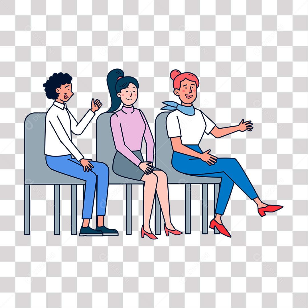 desenho de mulheres em sala de espera juntas