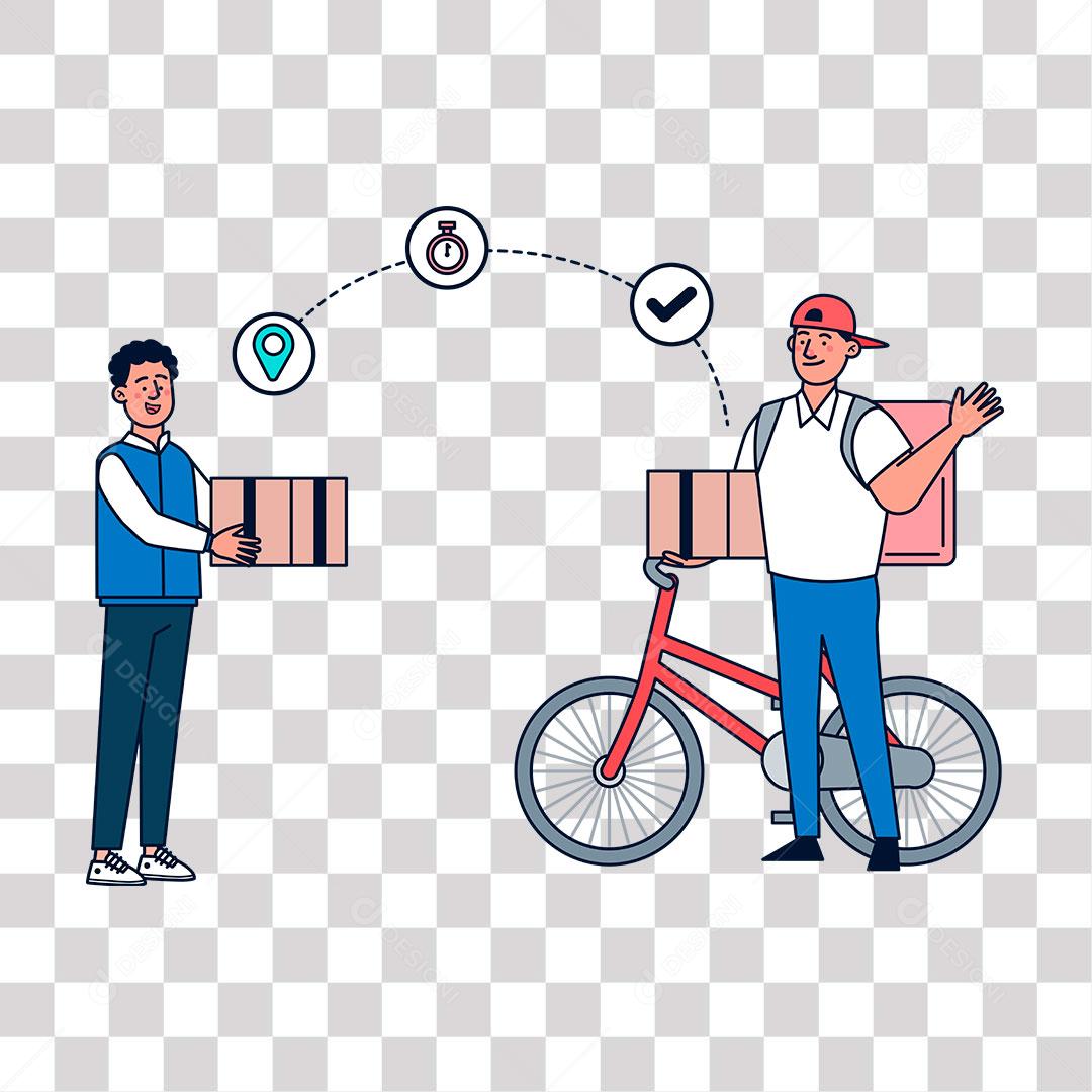 desenho de entrega de encomenda rápida de bicicleta para cliente