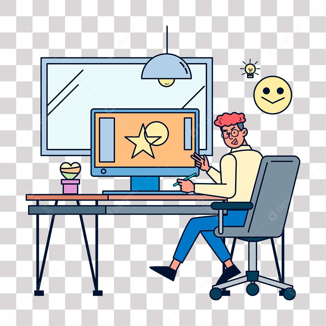 drawing of man working with art online