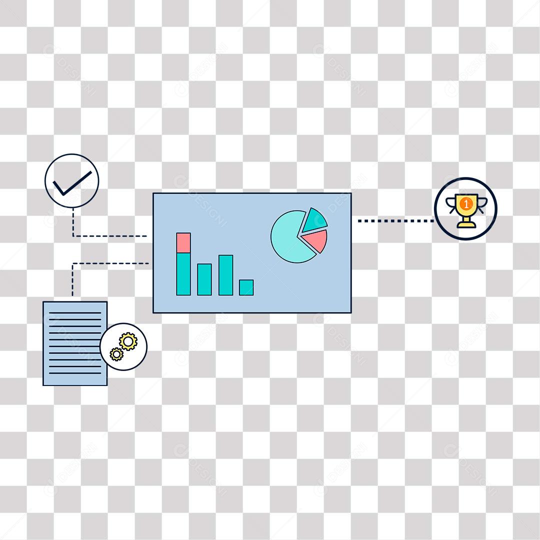 desenho de tela gráfica com imagens de de lista e sucesso