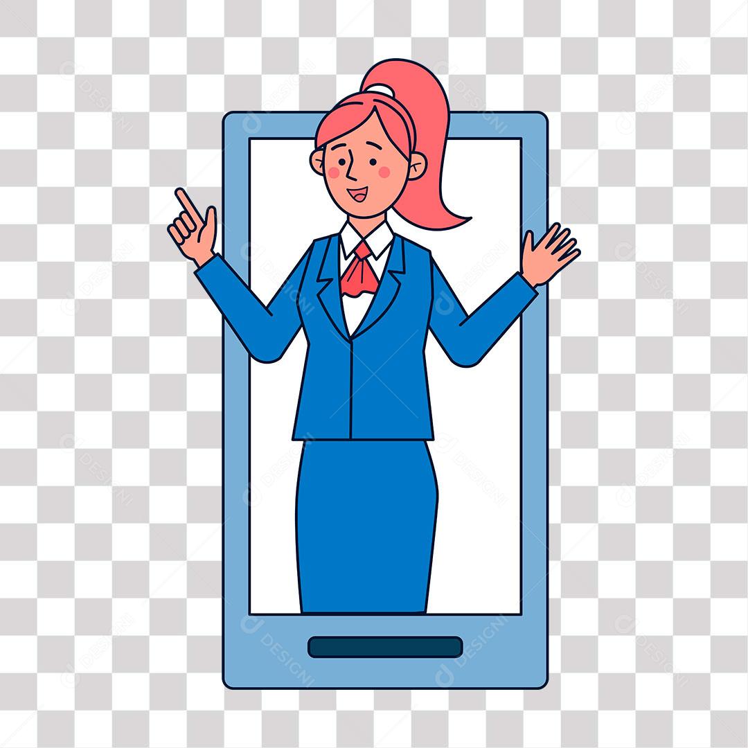 desenho de mulher trabalhado online pelo celular