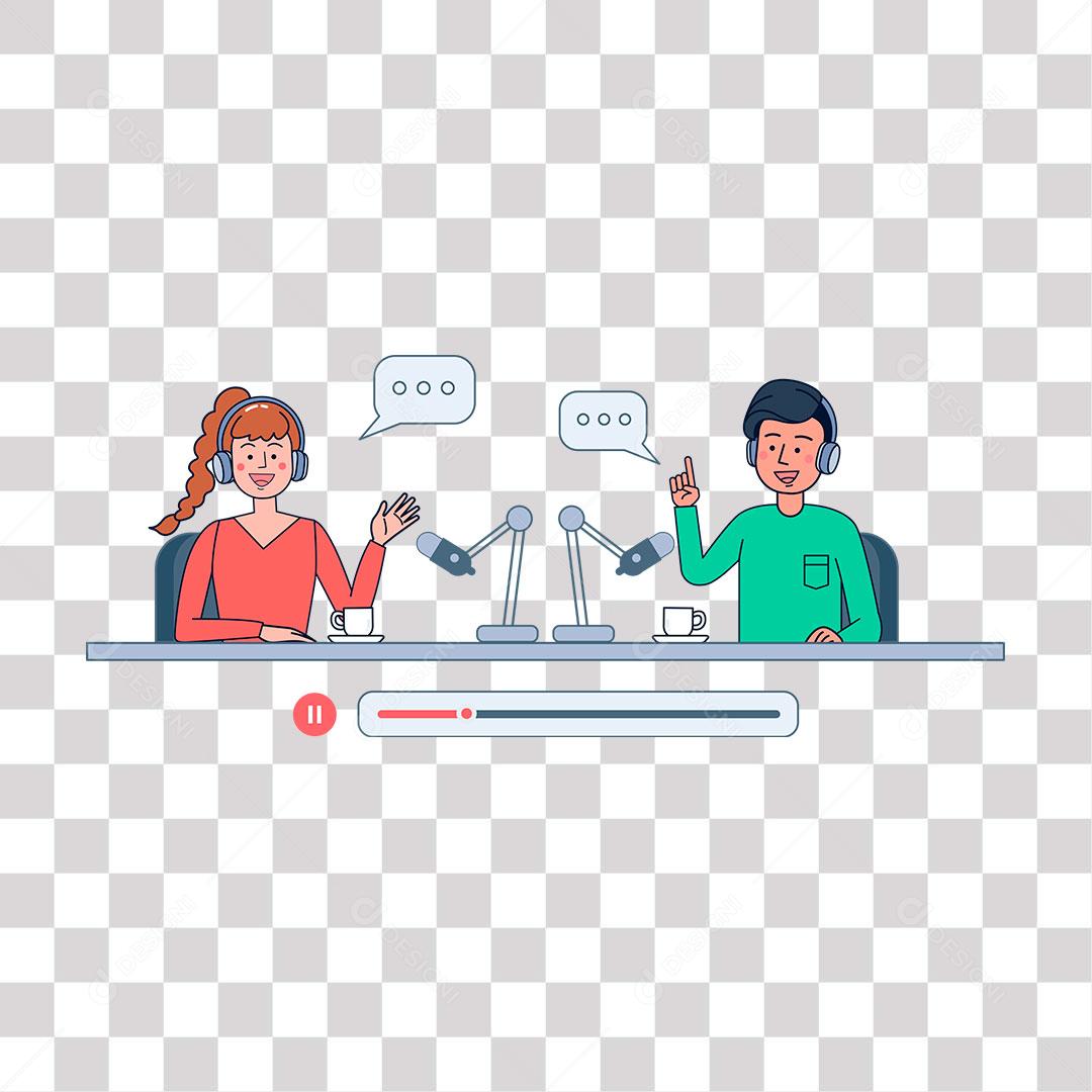 desenho de video de homem e mulher fazendo comentários