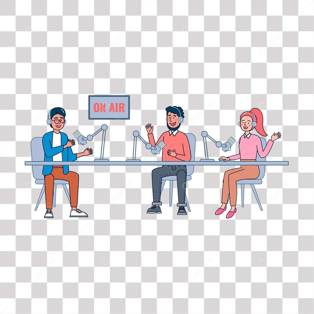 desenho de video de canal homem e mulher fazendo comentários