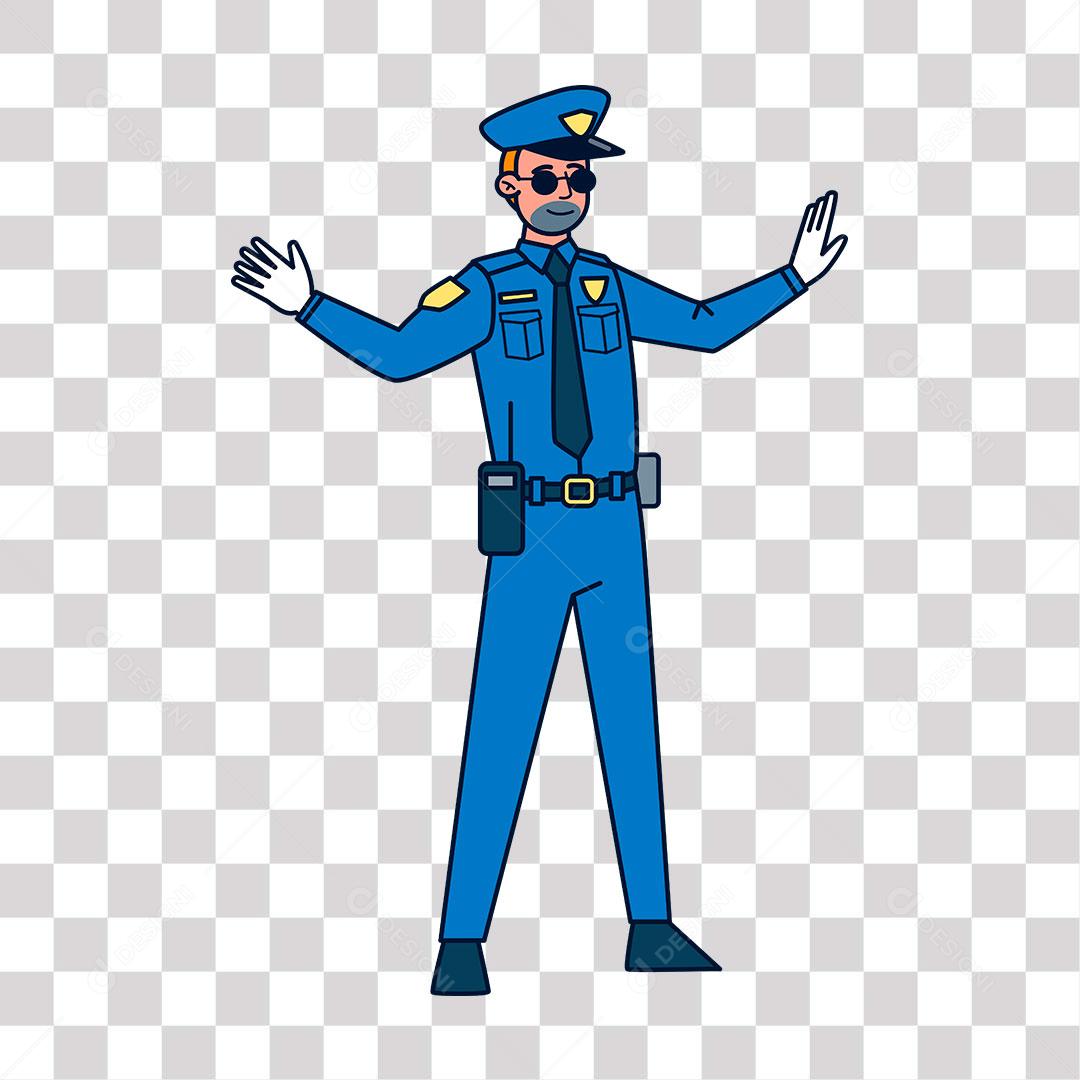 desenho de policial fazendo sinal