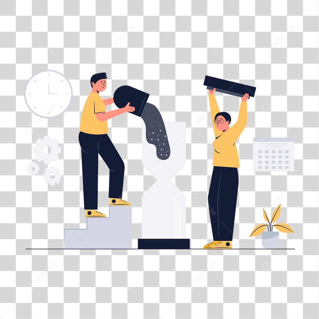 Desenho de pessoas sobre uma empresa