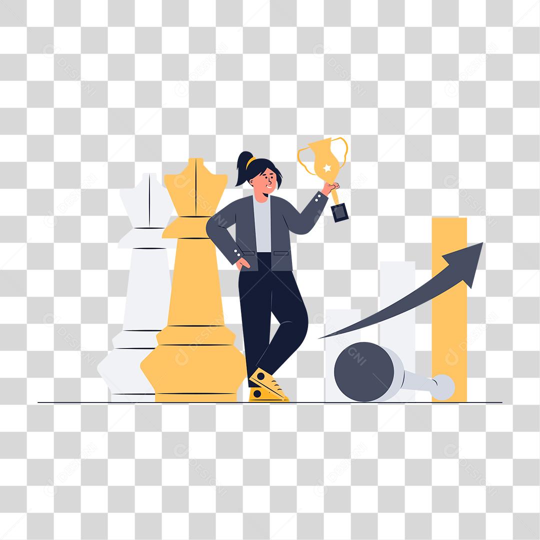 Desenho de mulher segurando troféu