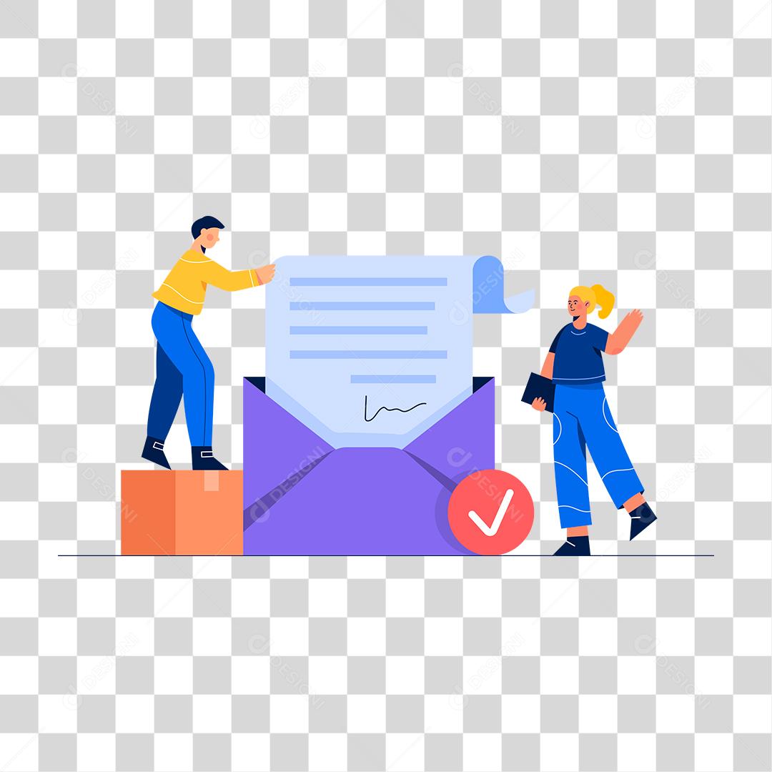 Desenho de Pessoas cartas correios