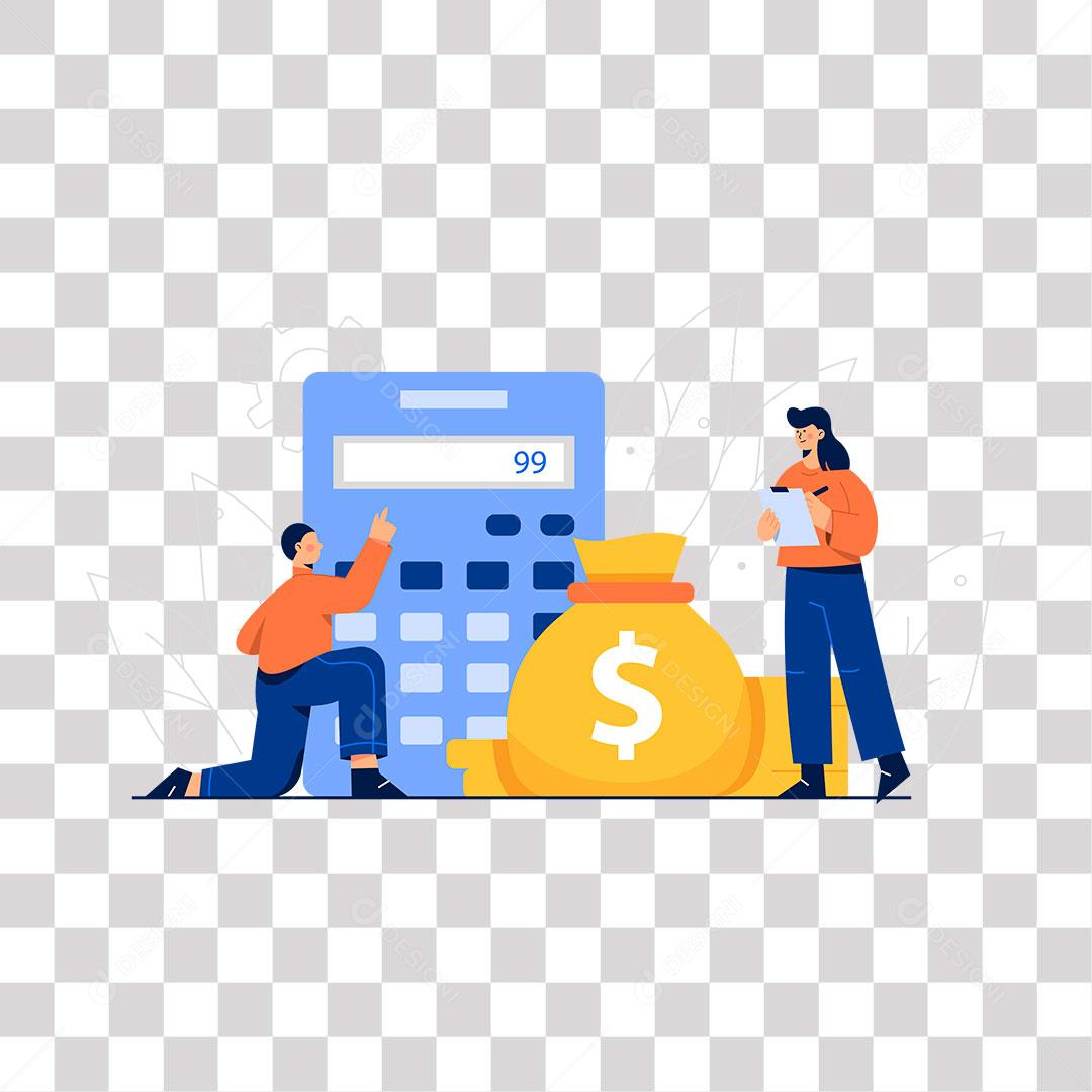 desenho de consultores de renda calculando valores