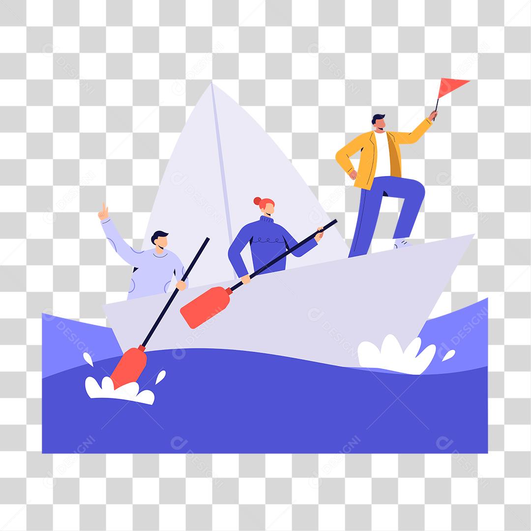 Desenho de pessoa sobre um barco meio do mar