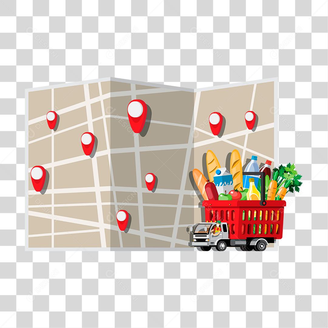 Desenho de caminhão mercado mercadorias