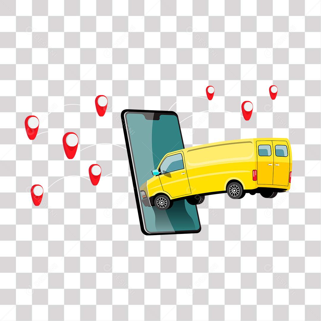 desenho de van de entrega de frete online