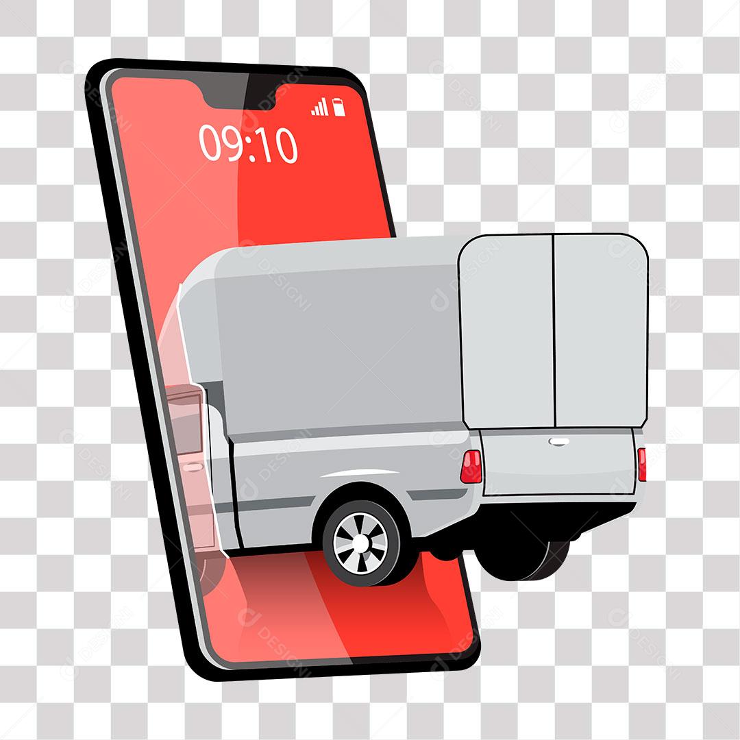 desenho de caminhão e celular aluguel de frete