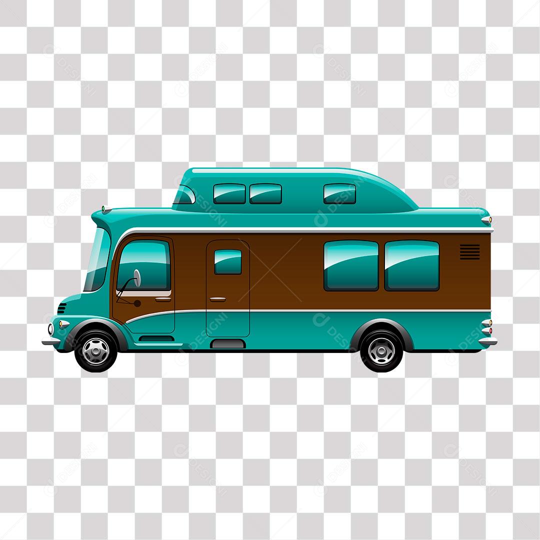 desenho de trailer de família de viagem de cor marrom