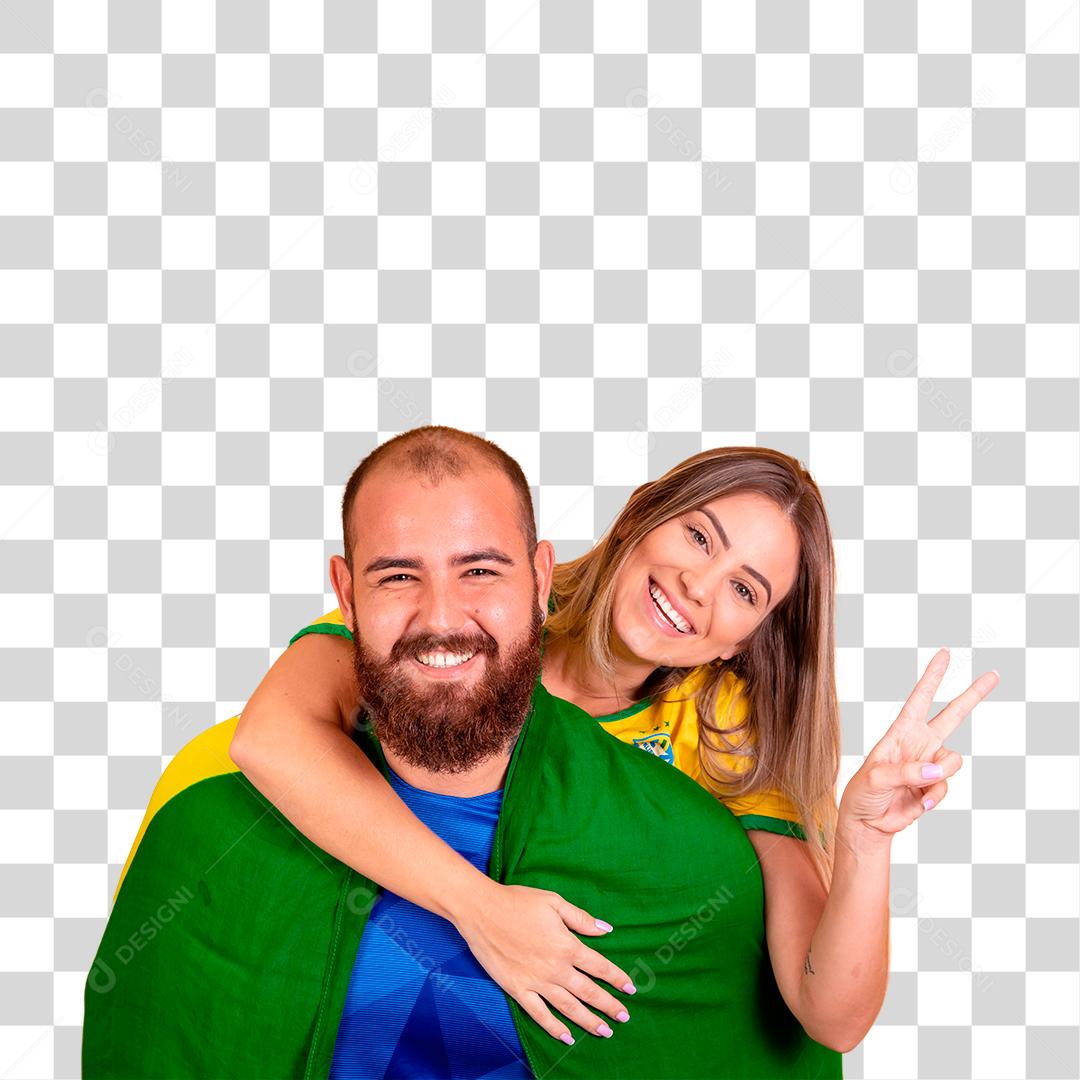 Casal jovem torcedores brasileiros