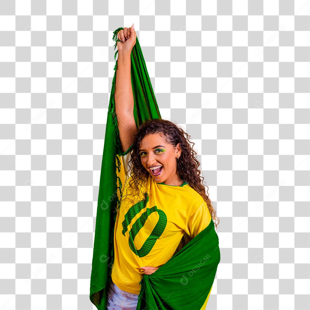 Fã brasileiro segurando bandeira do brasil