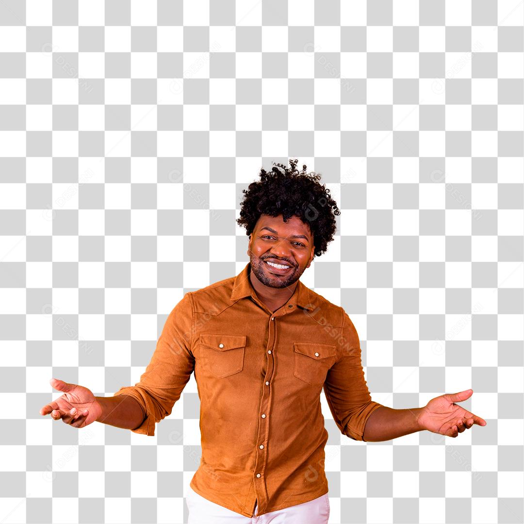 Homem brasileiro com gesto chamando