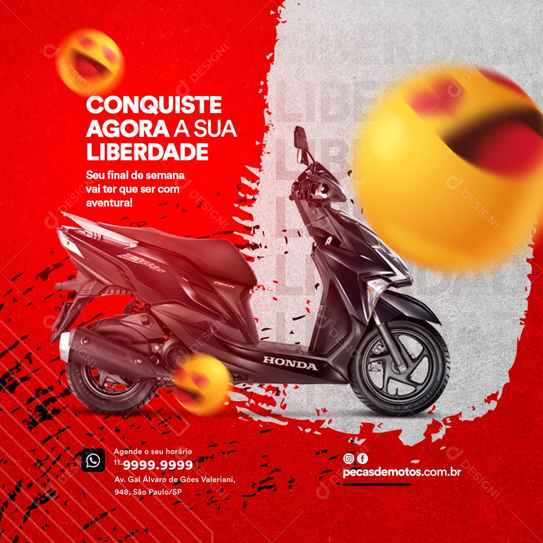 Social Media Conquiste agora a sua Liberdade Moto Peças PSD Editável