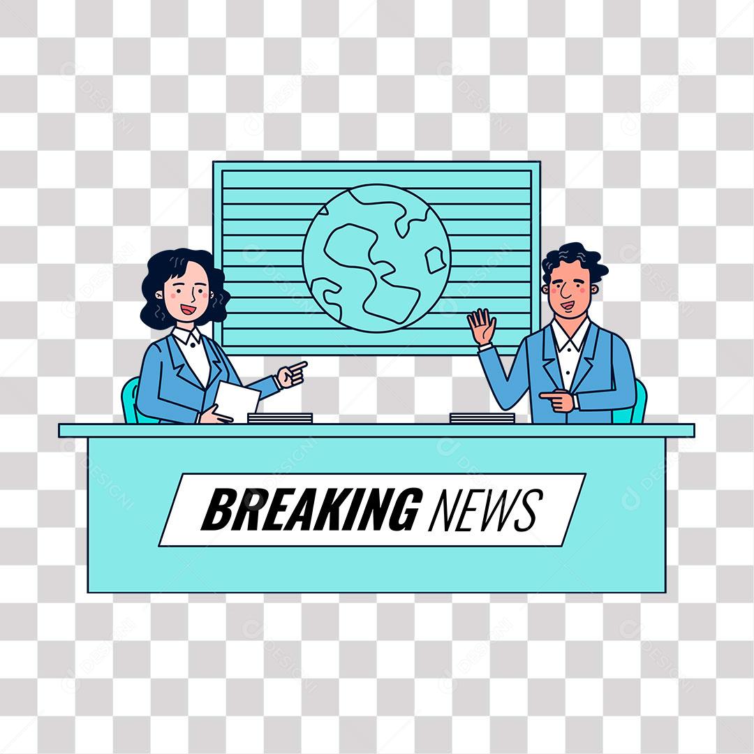 desenho de homem e mulher trabalhando em jornal