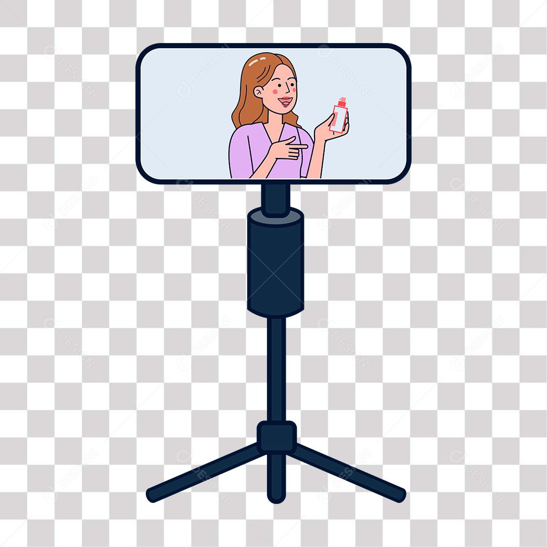 desenho de celular passando video aula de maquiagem