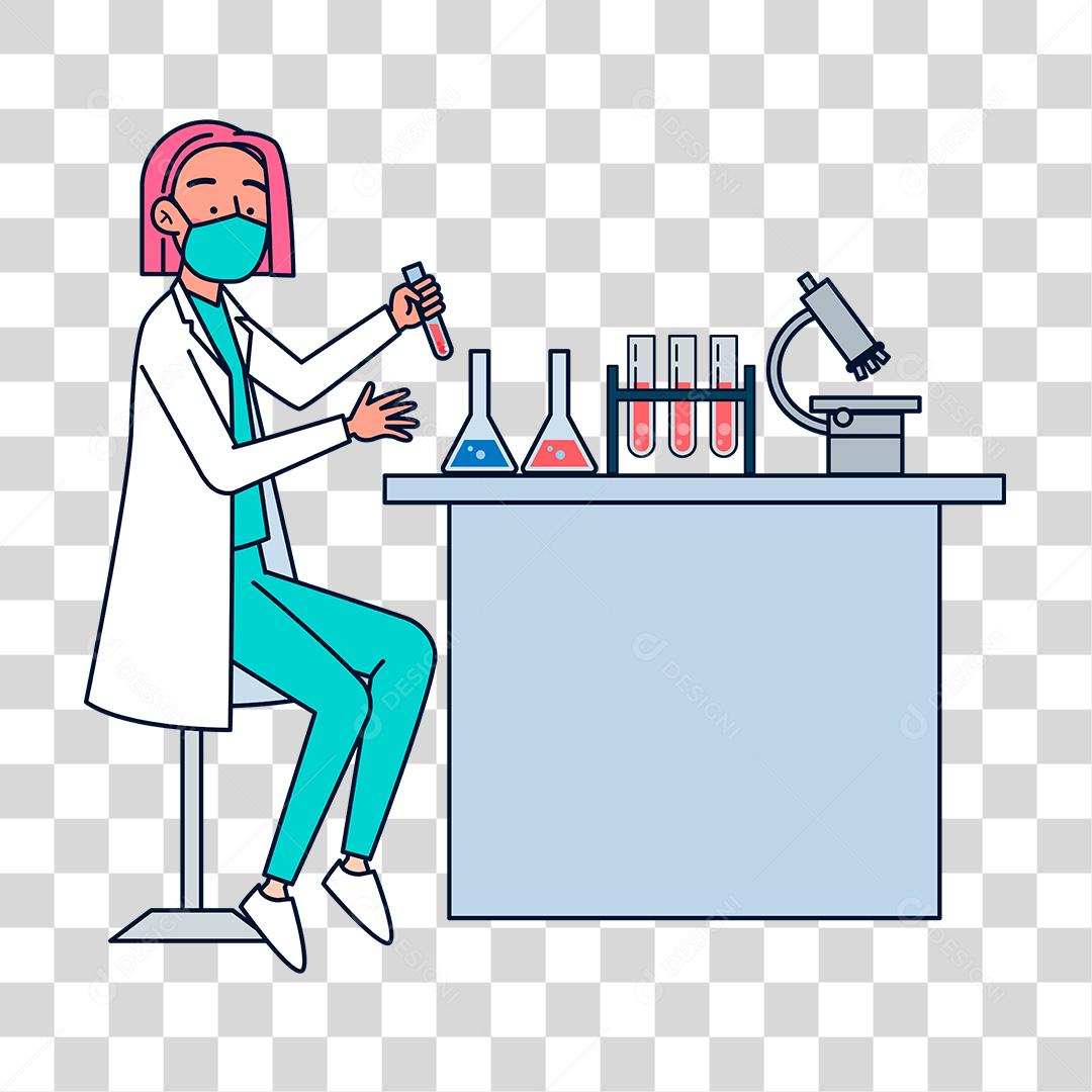 Desenho de mulher cientista