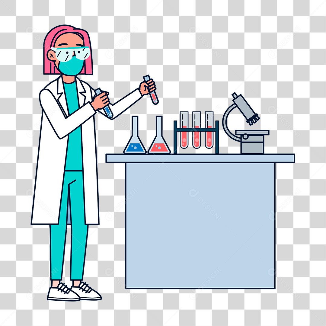 Desenho de mulher cientista