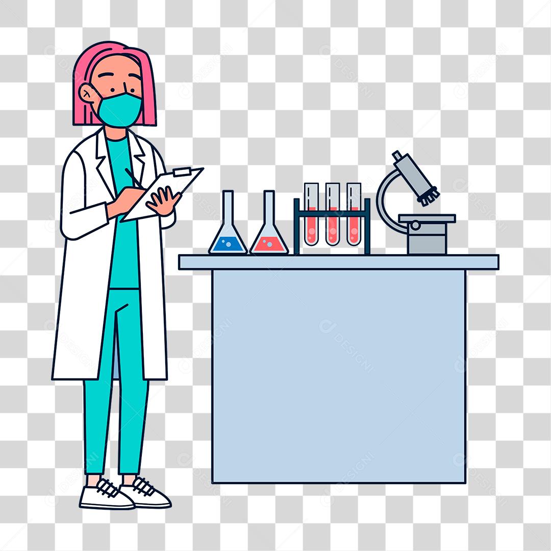 Desenho de mulher cientista