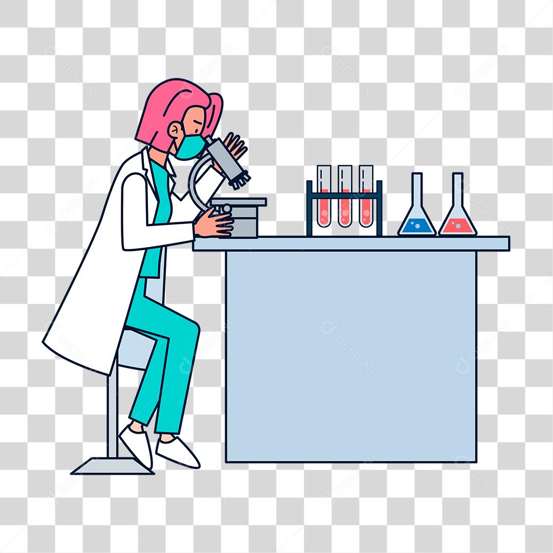 Desenho de mulher cientista