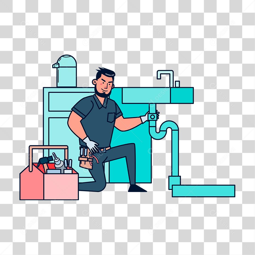 Desenho de homem trabalhador encanador