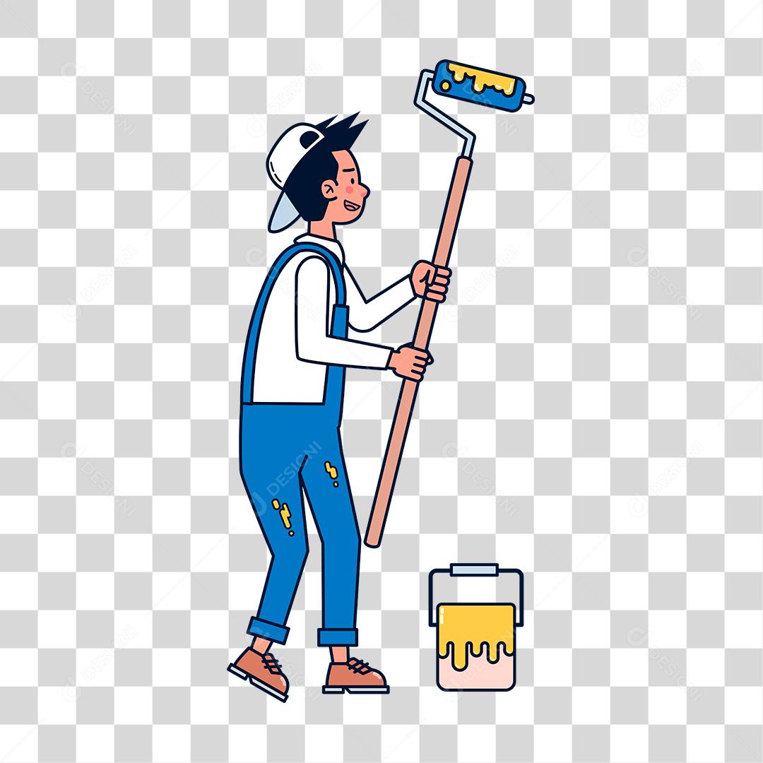 Desenho de homem trabalhador pintor