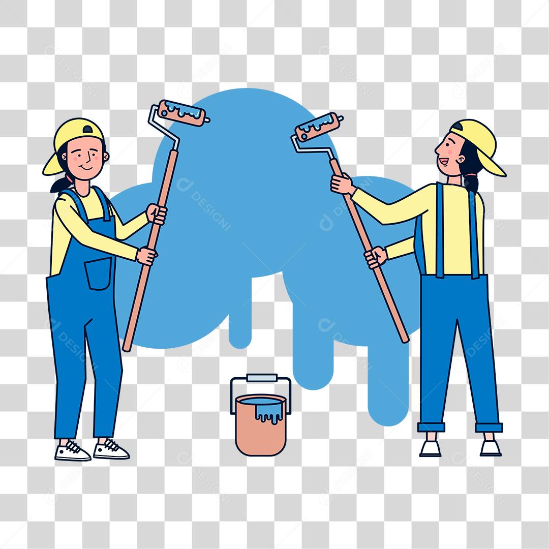 Desenho de homem trabalhador pintor