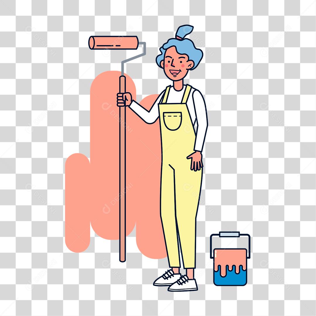 Desenho de homem trabalhador pintora