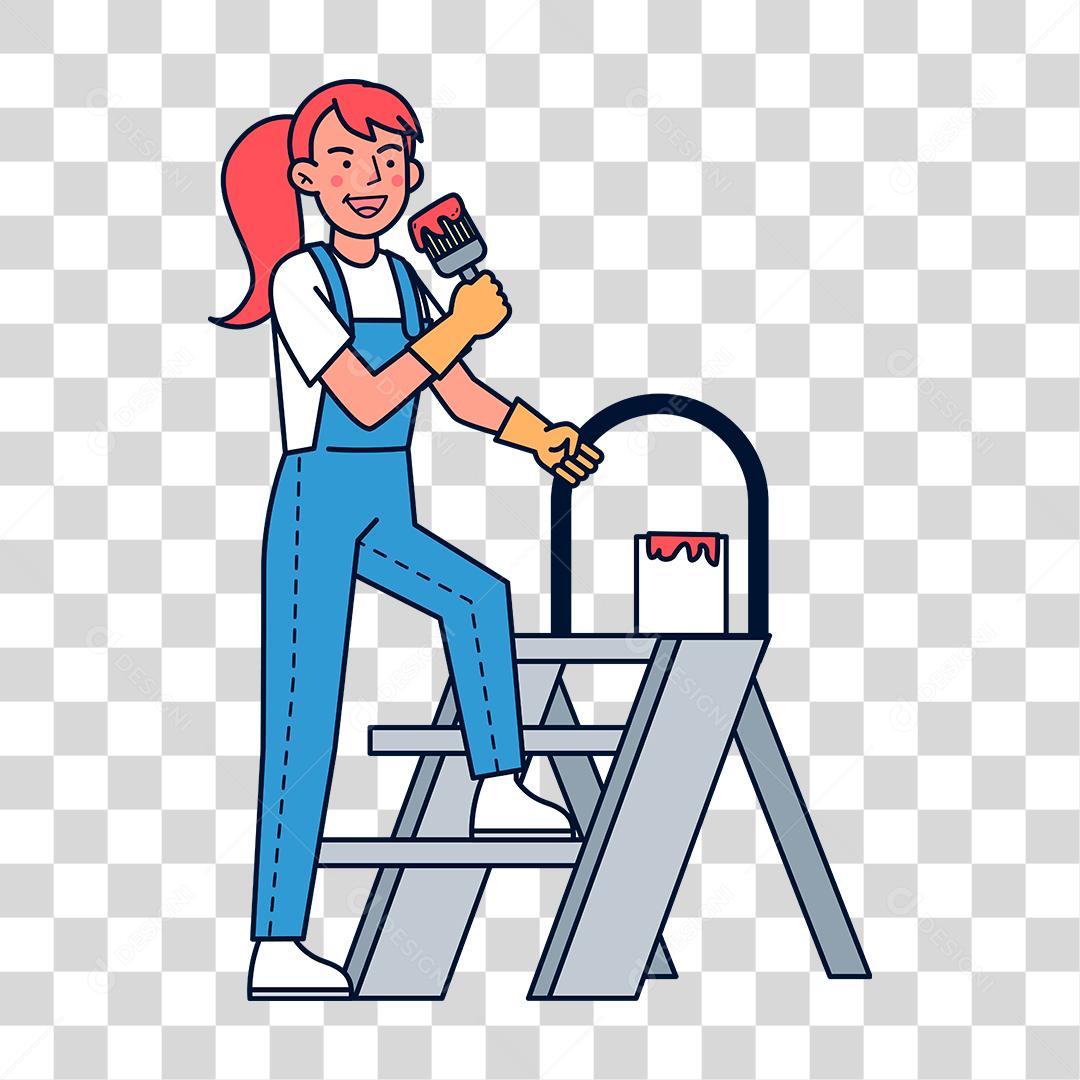 Desenho de homem trabalhador pintora