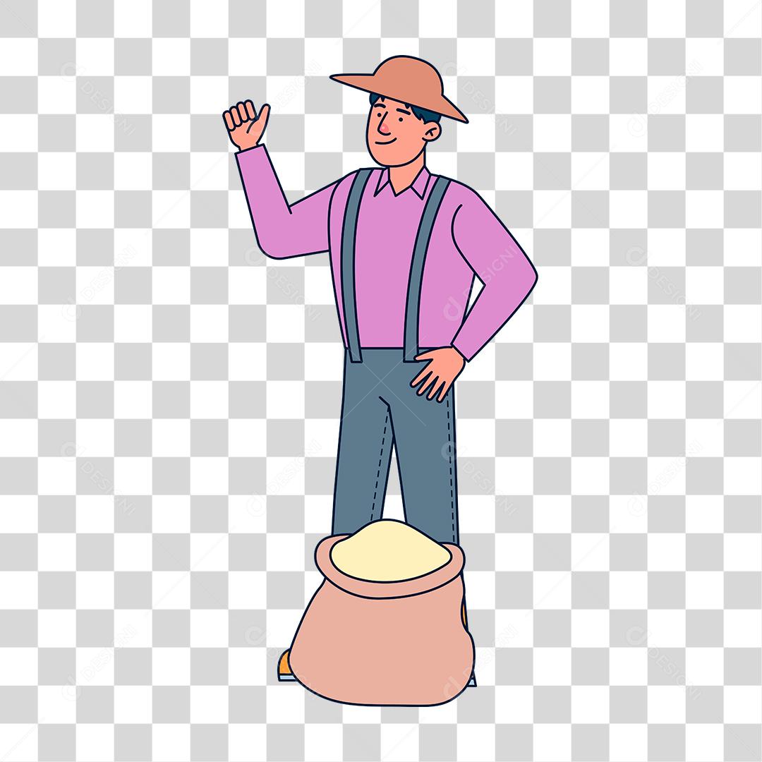 Desenho de homem agropecuarista fazendeiro