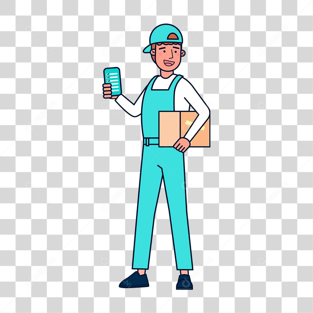 Desenho de homem entregando caixas correios