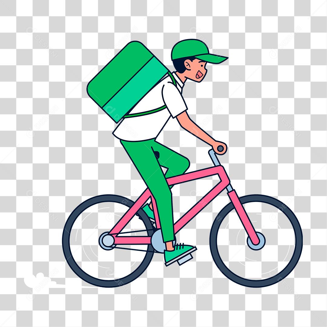 Desenho de motoboy entregando comida para pessoas cliente