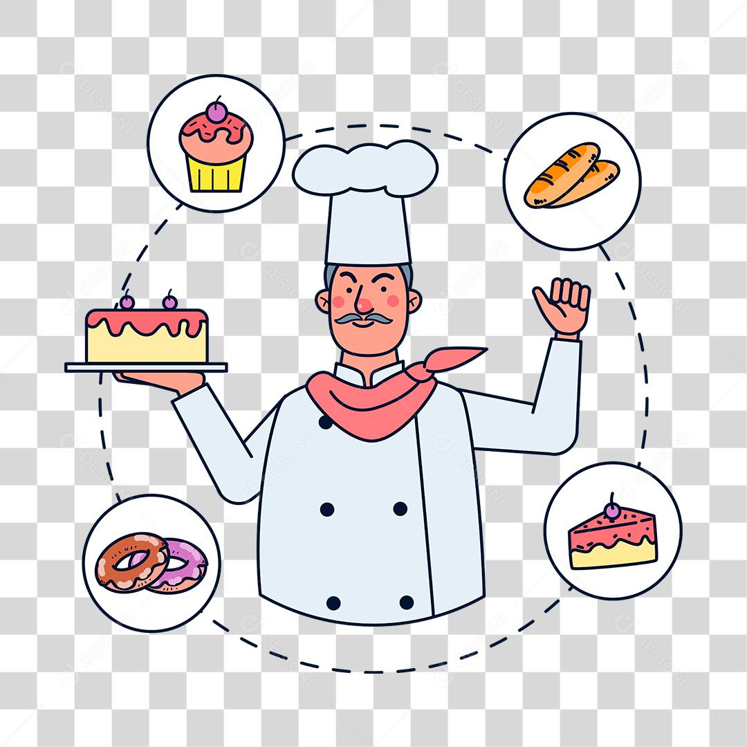 Desenho de homem chefe de cozinha