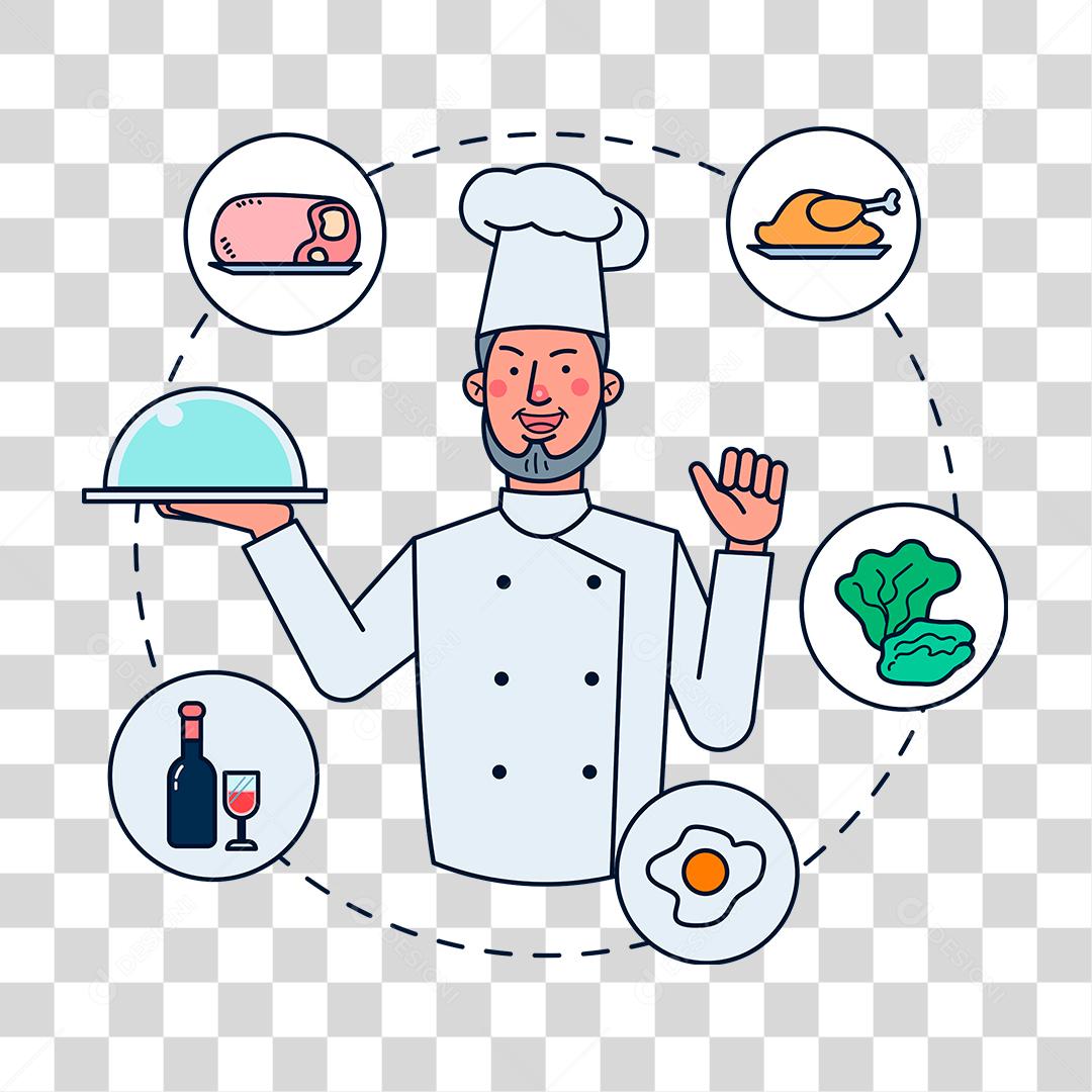 Desenho de homem chefe de cozinha