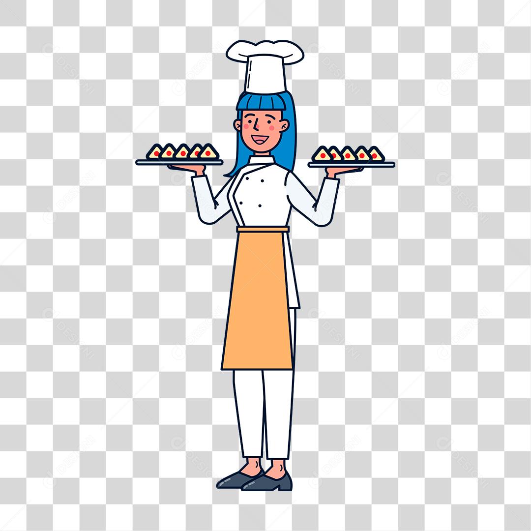 Desenho de mulher chefe de cozinha