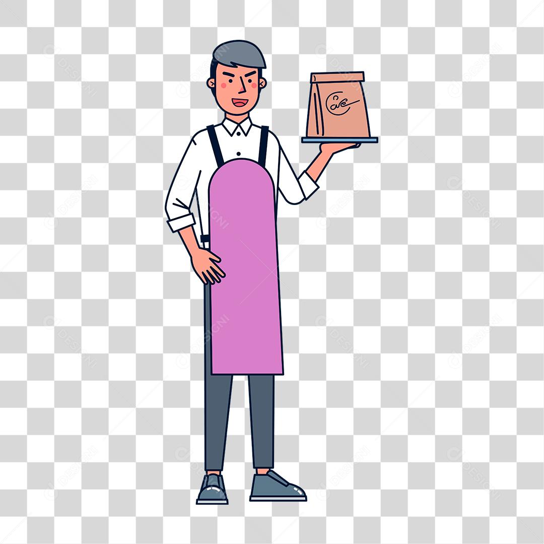 Desenho de homem garçom