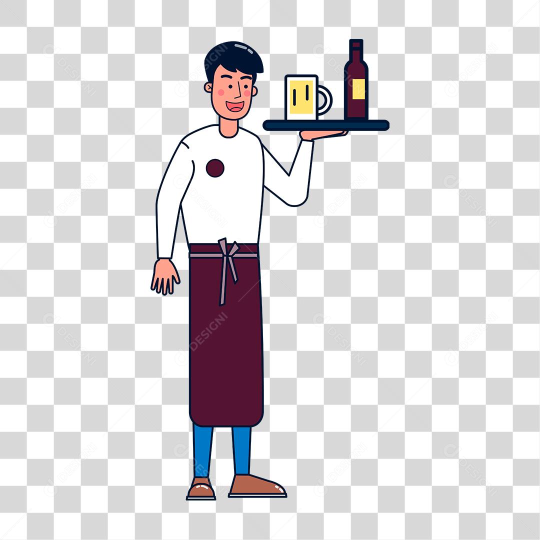 Desenho de homem garçom