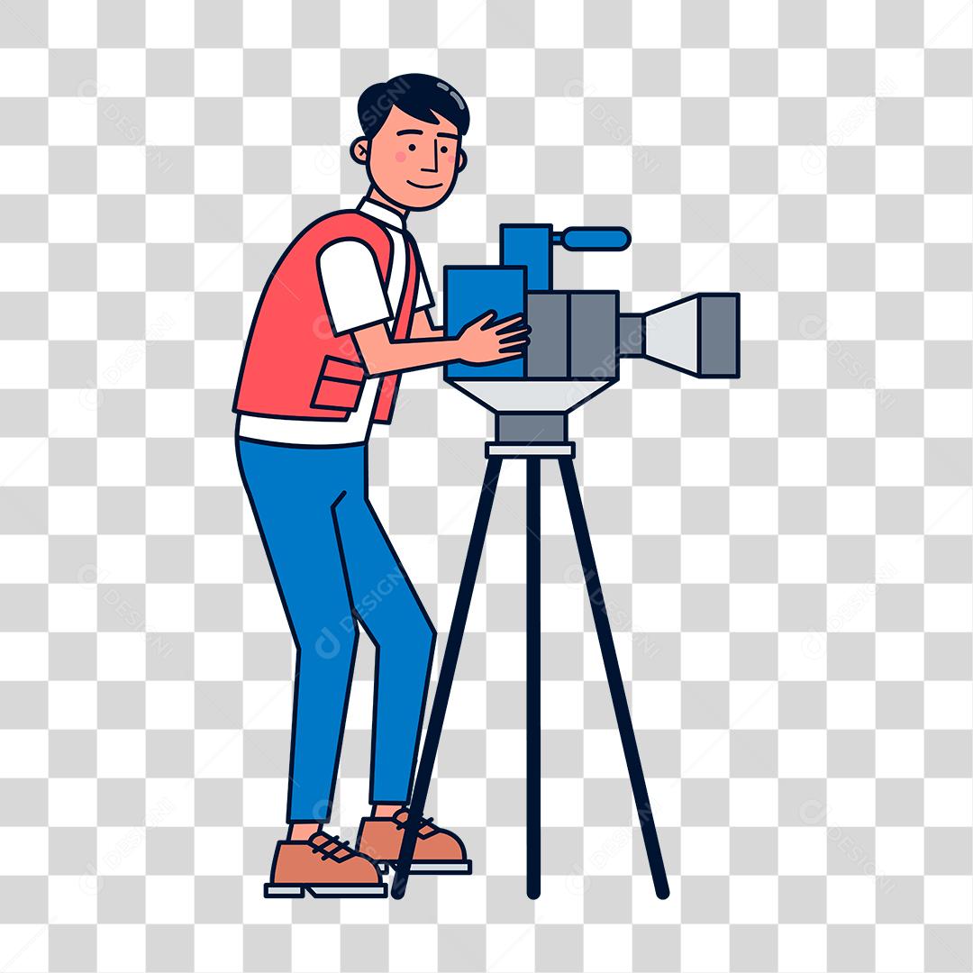 Desenho de homem usando câmera