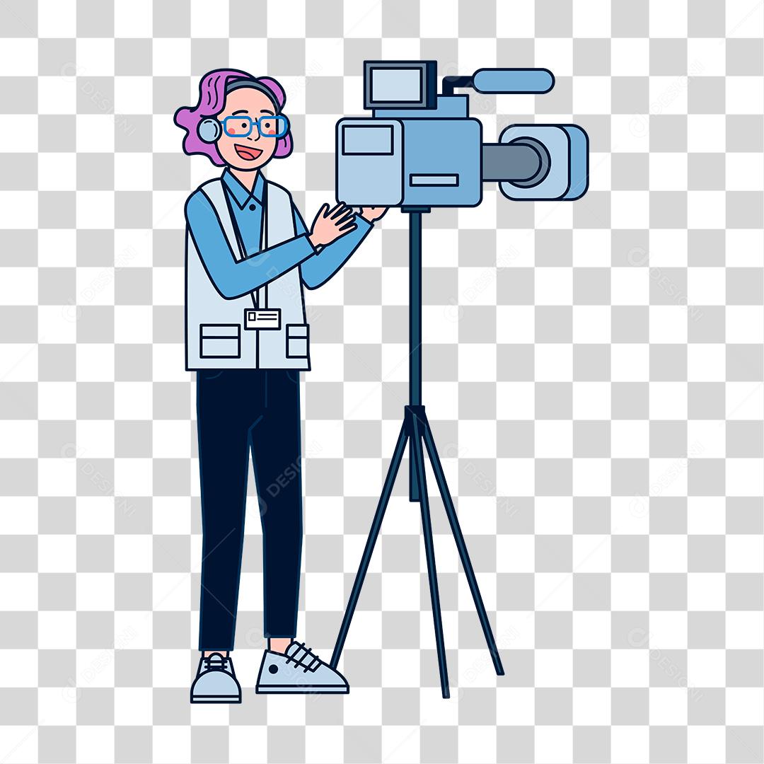 Desenho de homem usando câmera